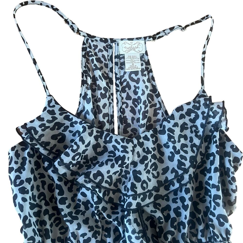 Eyelash Couture Leopard Ruffle Racerback Mini Dress | M - Picture 3 of 4
